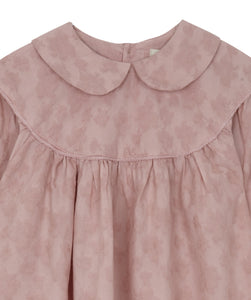 Dusty Pink Gathered Dress, Yellow Pelota - BubbleChops LLC