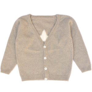 Biscuit Cashmere Cardigan with Star, Olivier Baby & Kids - BubbleChops LLC