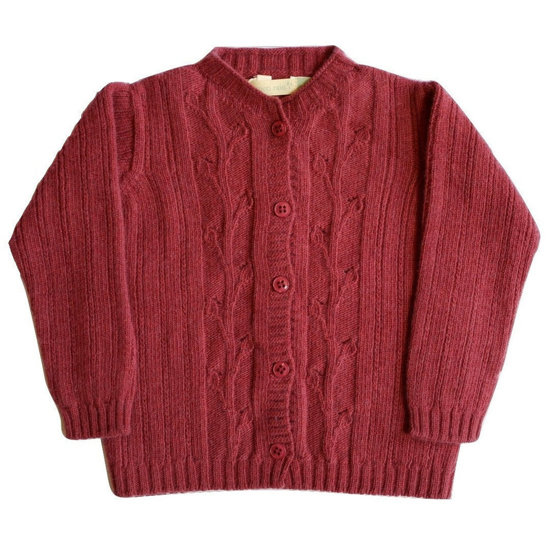 Burgundy Leaves Cashmere & Wool Cardigan, Plumeti Rain - BubbleChops LLC