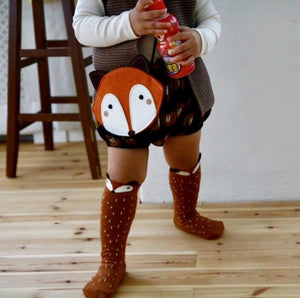 Raccoon Knee Socks in Brown, Mini Dressing - BubbleChops LLC