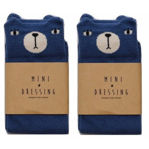 Bear Knee Socks in Blue, Mini Dressing - BubbleChops LLC